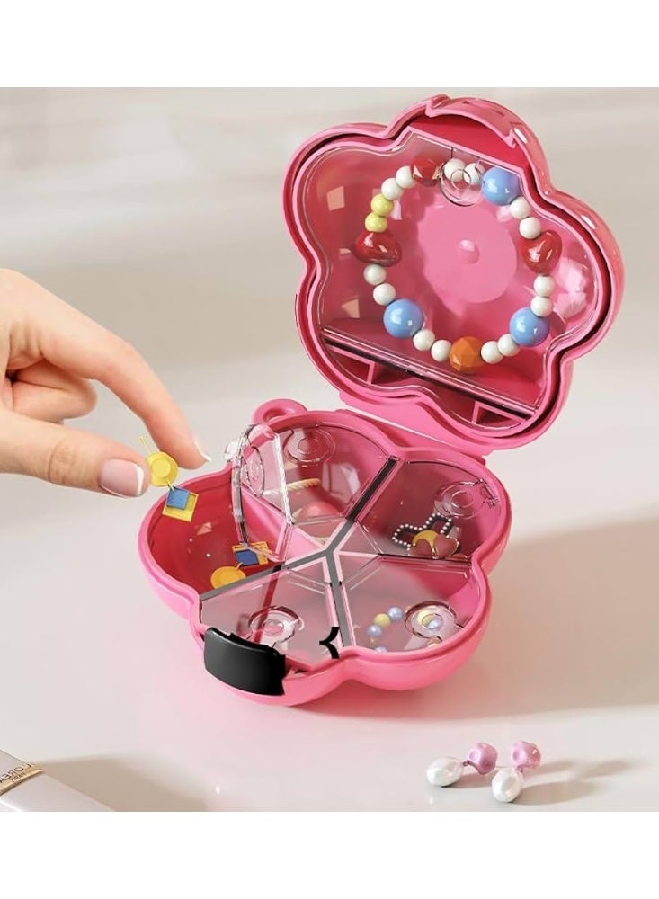 منظم أدوية وفيتامينات محمول للجيب حافظة حبوب مقسمة لـ 7 اقسام - تصميم عصري صغير للسفر والعمل - متعدد الالوان شكل وردة - Image 5